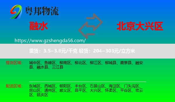 融水县到大兴区物流专线