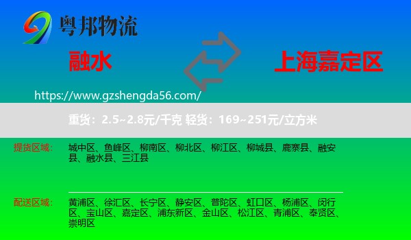融水县到嘉定区物流专线