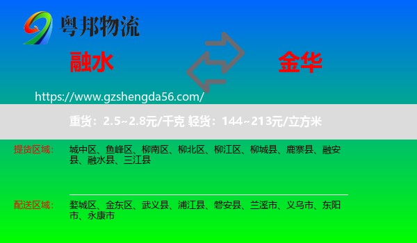 融水县到金华物流专线