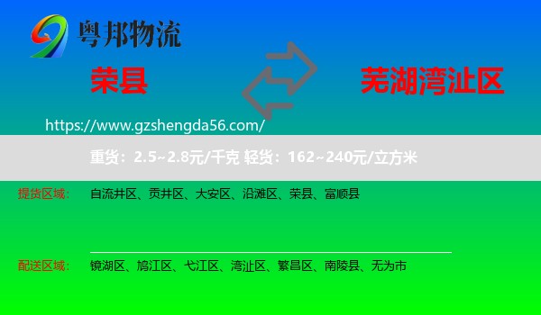 荣县到湾沚区物流专线