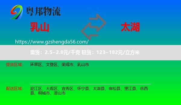 乳山市到太湖县物流专线