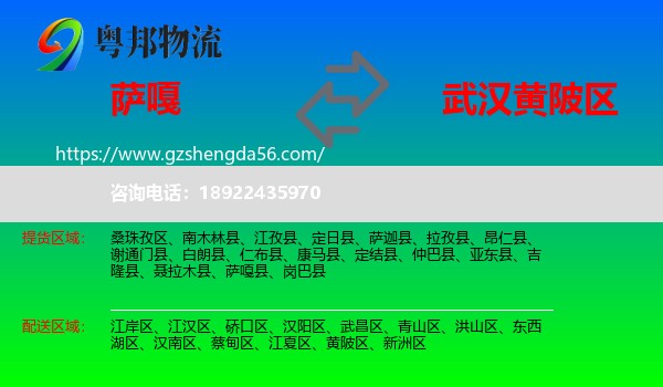萨嘎县到黄陂区物流专线