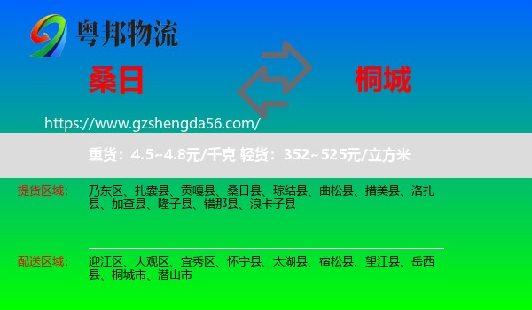 桑日县到桐城市物流专线