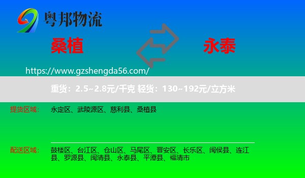 桑植县到永泰县物流专线