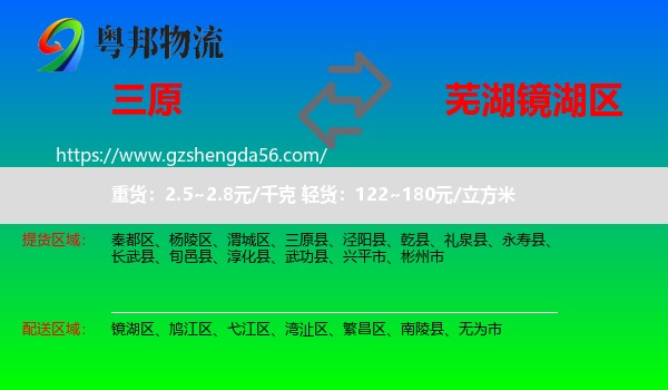 三原县到镜湖区物流专线
