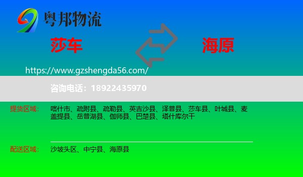 莎车县到海原县物流专线