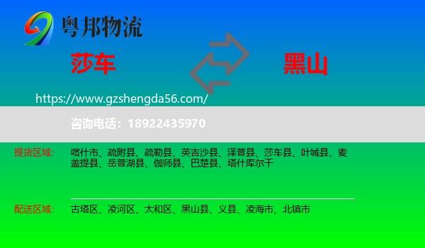 莎车县到黑山县物流专线