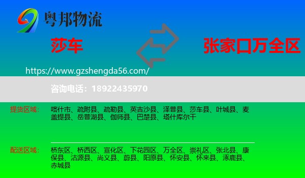 莎车县到万全区物流专线
