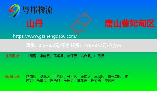 山丹县到曹妃甸区物流专线