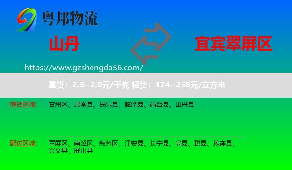 山丹县到翠屏区物流专线