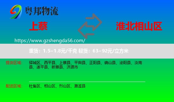 上蔡县到相山区物流专线