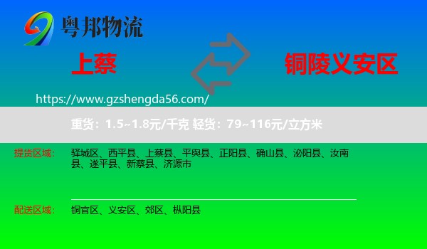 上蔡县到义安区物流专线