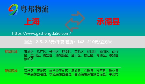 上海到承德县物流专线