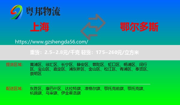 上海到鄂尔多斯物流