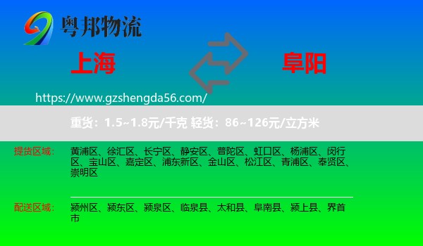 上海到阜阳物流
