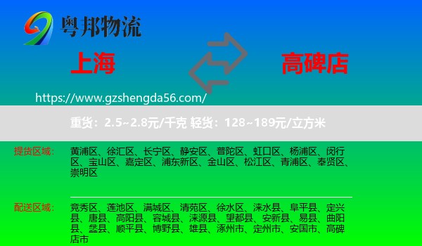 上海到高碑店市物流专线