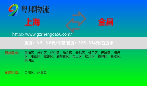上海到金昌物流