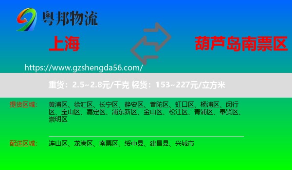 上海到南票区物流专线