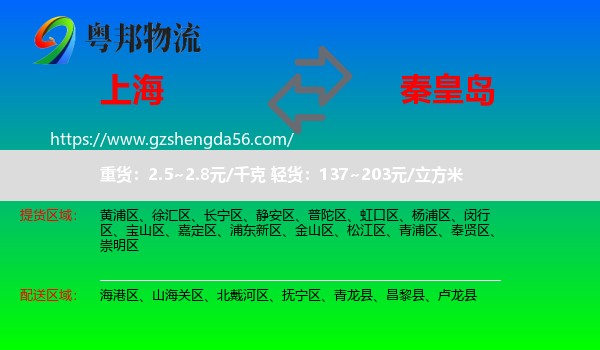 上海到秦皇岛物流