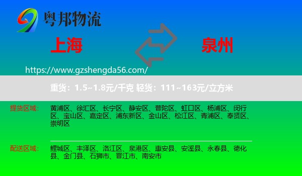 上海到泉州物流