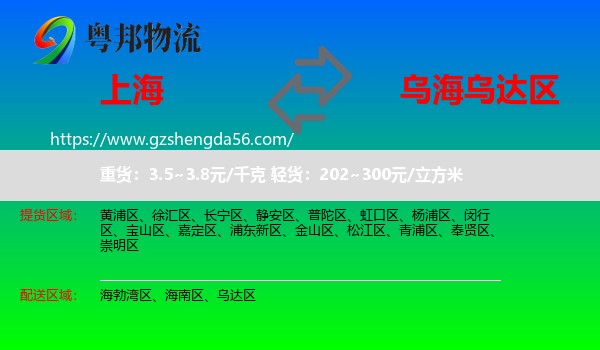 上海到乌达区物流专线
