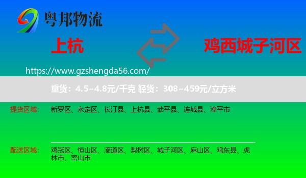上杭县到城子河区物流专线