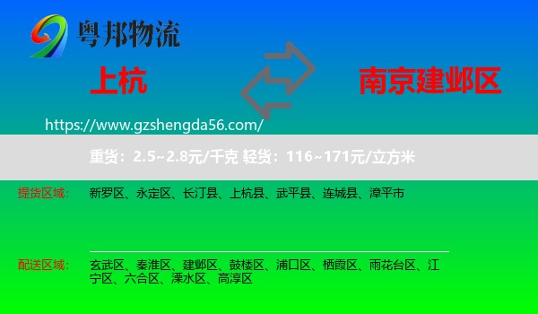 上杭县到建邺区物流专线