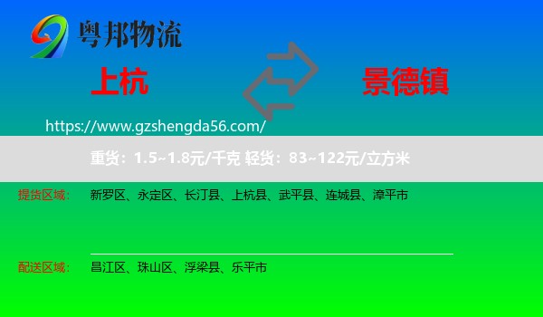 上杭县到景德镇物流专线