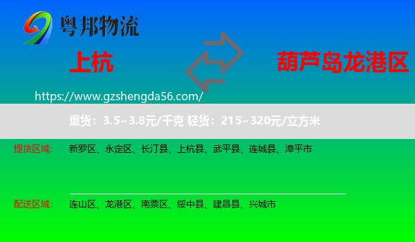 上杭县到龙港区物流专线