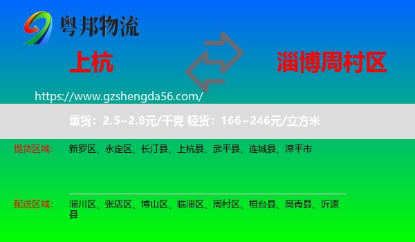 上杭县到周村区物流专线
