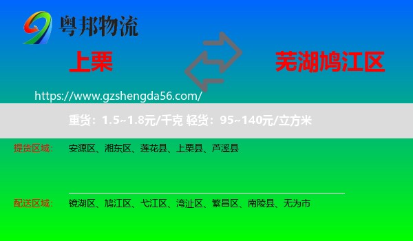 上栗县到鸠江区物流专线