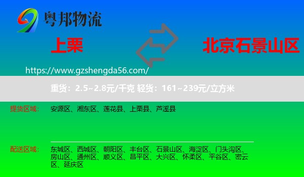 上栗县到石景山区物流专线