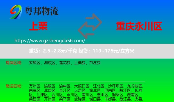 上栗县到永川区物流专线