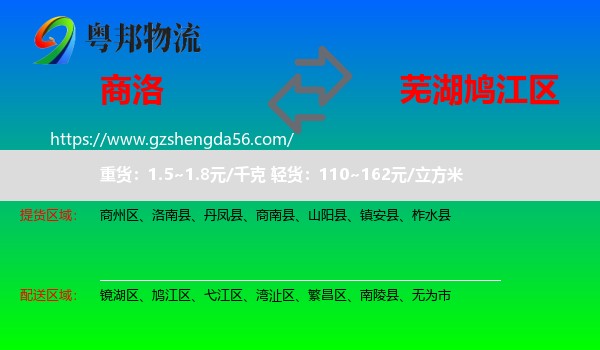 商洛到鸠江区物流专线