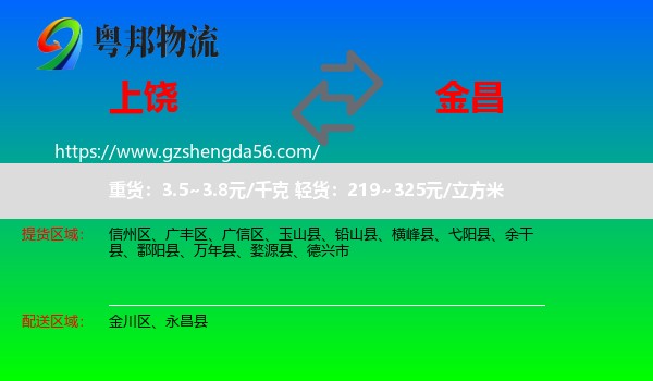 上饶到金昌物流专线