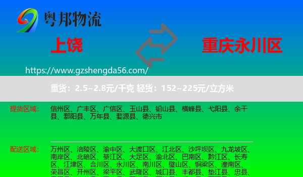 上饶到永川区物流专线