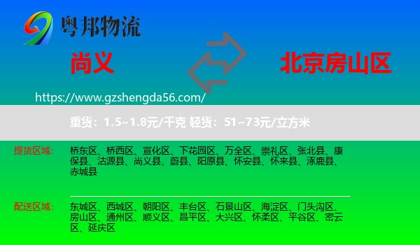 尚义县到房山区物流专线