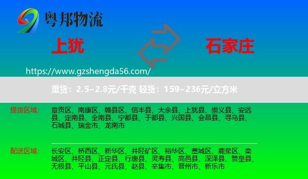 上犹县到石家庄专线