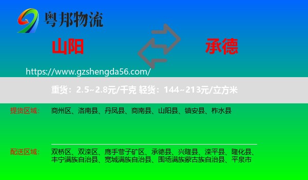 山阳县到承德物流专线