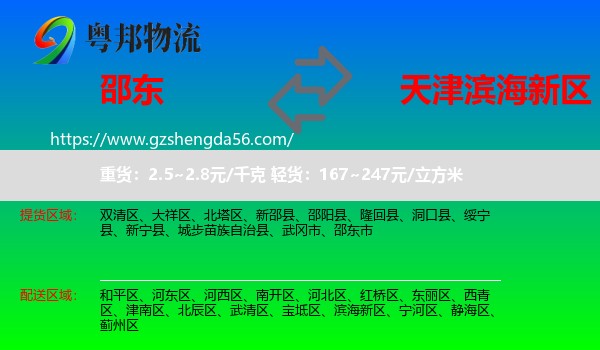邵东市到滨海新区物流