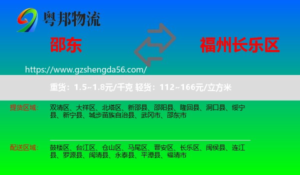 邵东市到长乐区物流专线