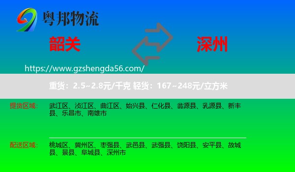 韶关到深州市物流专线