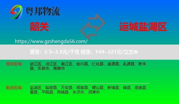 韶关到盐湖区物流专线
