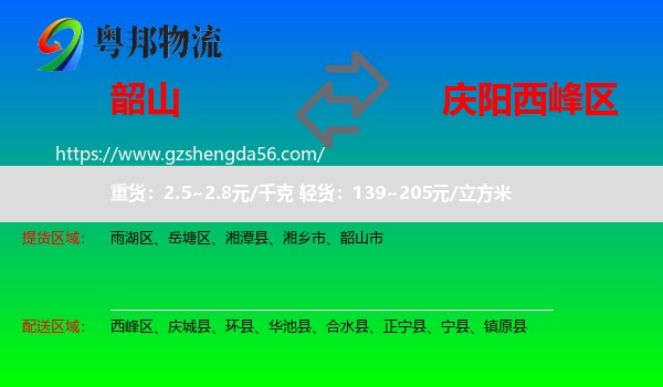 韶山市到西峰区物流专线