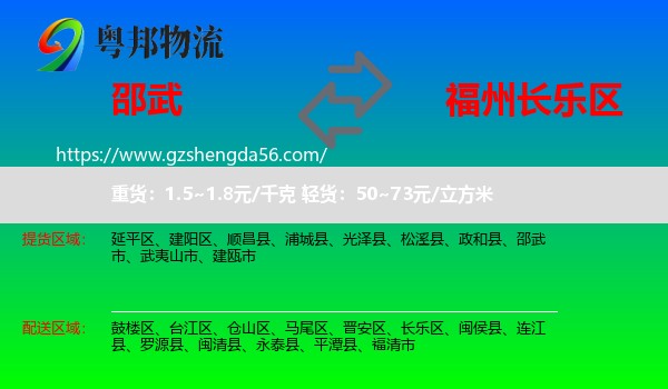 邵武市到长乐区物流专线