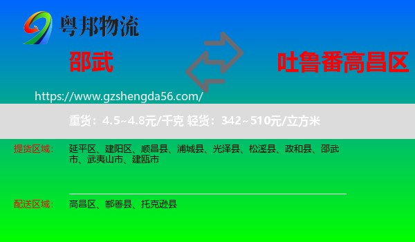 邵武市到高昌区物流专线