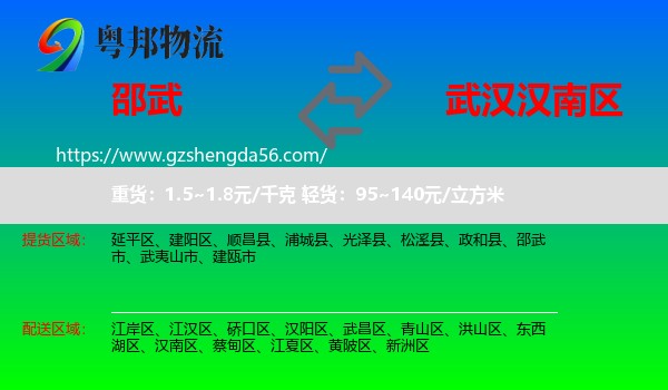 邵武市到汉南区物流专线