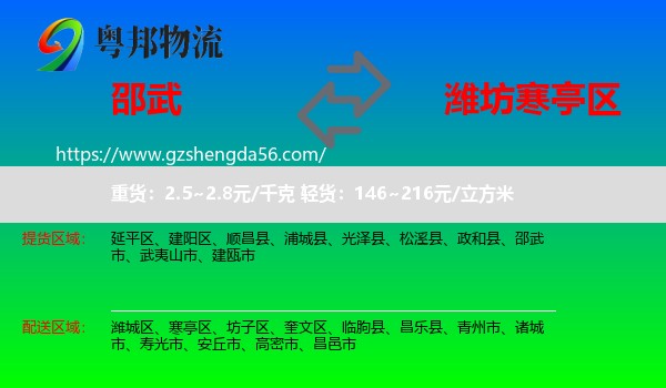 邵武市到寒亭区物流专线