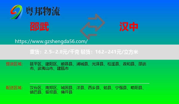 邵武市到汉中物流专线