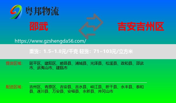 邵武市到吉州区物流专线
